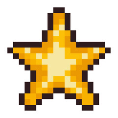 Obraz premium Pixel illustration of a bright orange starfish in 8-bit style. Perfect for summer, beach, and ocean themes. Ideal for retro games, pixel collections, or marine-related nostalgic content.