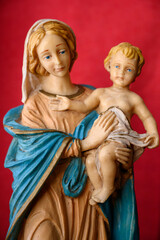 A statue of the Virgin Mary with the Infant Jesus.