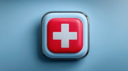 Obraz premium Red Cross Symbol on Blue Background Medical Health and Emergency Icon Design
