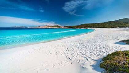 white sand and turquoise water in a beach in sardinia