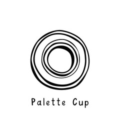 Palette Cup. Hand drawn black and white vector illustration in ink sketch style. For worksheets, art lessons, printables, branding, planners, and digital design. Scalable and editable.
