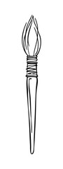 Round Brush. Hand drawn black and white vector illustration in ink sketch style. For worksheets, art lessons, printables, branding, planners, and digital design. Scalable and editable.