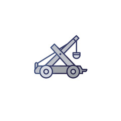 Medieval catapult, ancient siege weapon. Minimalistic vector icon, linear gradient on transparent background. Modern flat design style for interfaces and web design on the theme of the Middle Ages.  
