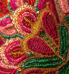Intricate Beaded Embroidery: A Lush Tapestry of Jewel Tones