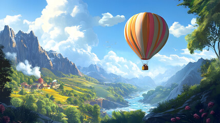Fototapeta premium Colorful hot air balloon rising o 40B45