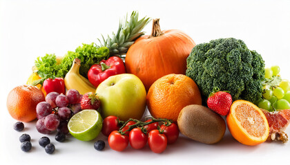 fruits and vegetables isolated in white background