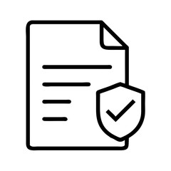 Document with security shield and checkmark icon illustration  