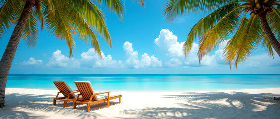 Tropical beach with palm trees