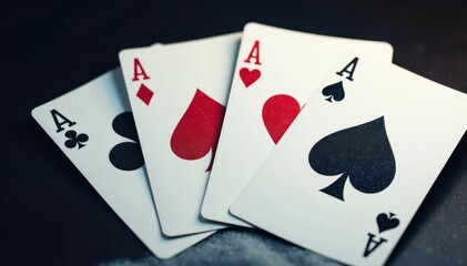 Obraz premium Four aces fanned out, showcasing their unique symbols , aces, aces high