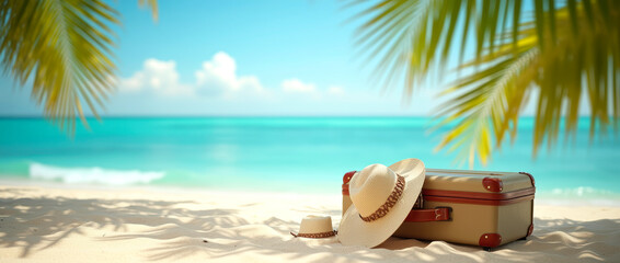 Tropical beach with palm trees