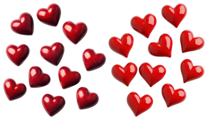 PNG Glossy red heart shapes, element set on transparent background