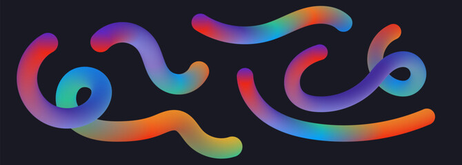 Obraz premium Colorful Abstract 3D Twisted Shapes Collection – Modern Logo Elements. Vibrant, flowing abstract lines in a gradient color. dynamic and modern design.color line shapes 