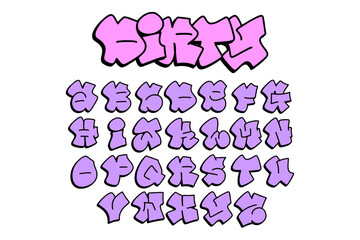 Colorful graffiti throw up font A–Z in vibrant bubble style vector format with transparent background. Urban, editable vector lettering for street art, hip hop, posters, apparel.
