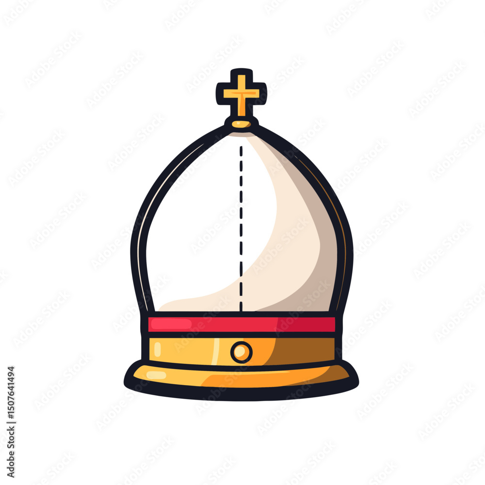Aufkleber mitre icon features a simple flat cartoon design suitable for religious representation and artistic 