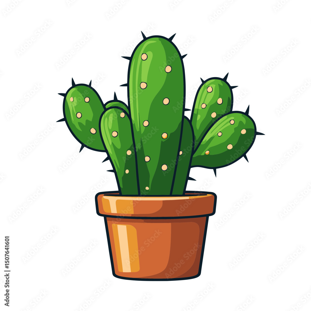 Poster Prickly pear cactus icon displayed in a simple flat design for digital use highlighting its unique features and vibrant colors