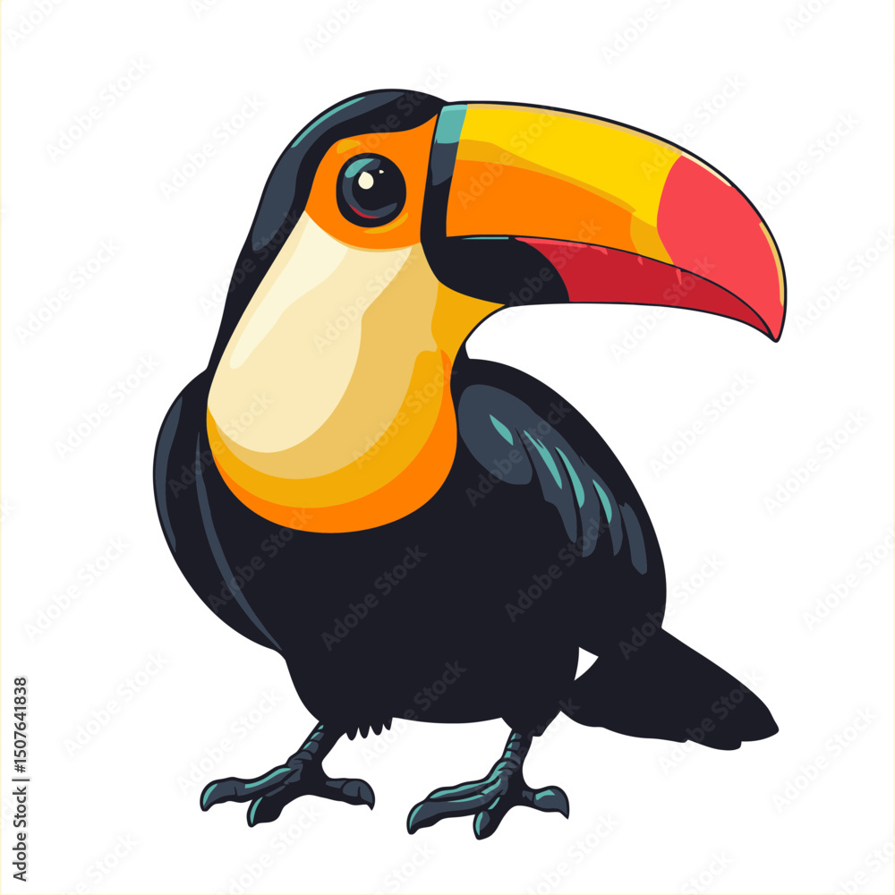 Poster toucan icon featuring a colorful design with a playful and modern look ideal for various creative pr