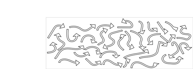 Hand drawn arrow set. Thin arrows set for business plan. vector illustration