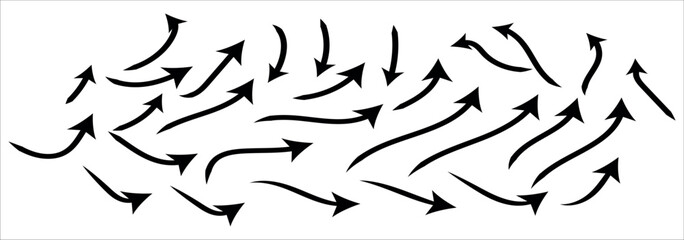 Hand drawn arrow set. Thin arrows set for business plan. vector illustration