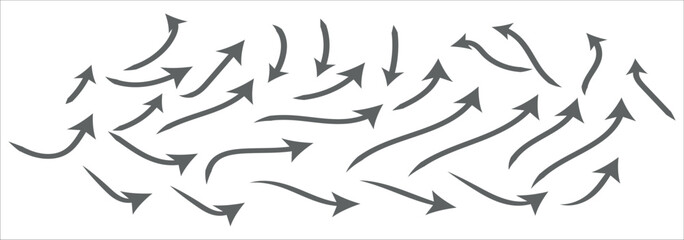 Hand drawn arrow set. Thin arrows set for business plan. vector illustration