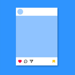 Fototapeta na wymiar social media post mockup vector like, love, heart, icon symbol. social network carousel post template photos frame, feed web post mock up. mobile app interface template