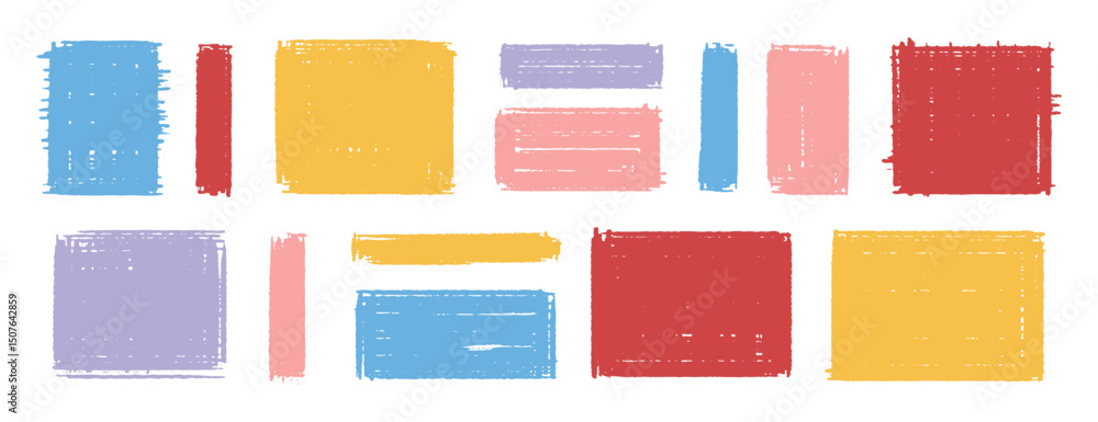 Poster rectangular texture shapes rough edges set. graphic element borders and frames