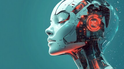 A futuristic robot head, detailed design.