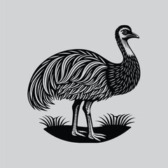 Artistic Ostrich on Grey Background