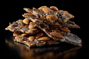 Buttery almond brittle: buttercrunch piece, nut glaze, toasted candy, caramel shard, dessert bite, golden snap, crispy melt, sweet spark, crunchy charm, sugar layer, gourmet texture bliss