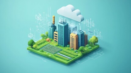 Sustainable city design, showing a model of urban planning.