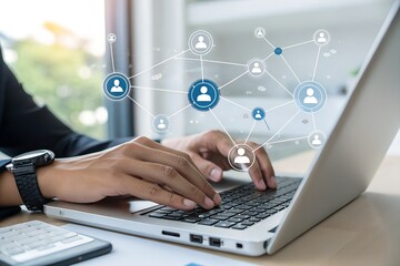 Businessman choosing customer by Analysis and data network exchange customer. HR recruitment and global outsourcing, Customer service, Teamwork, Strategy, Technology and social network.