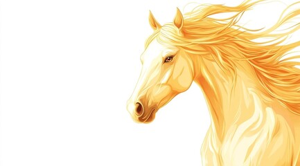 A majestic golden horse symbolizes the 2026 Chinese Zodiac Year. Perfect for an Asian New Year greeting, this illustration captures the spirit of the horse in Chinese culture across Asia. 