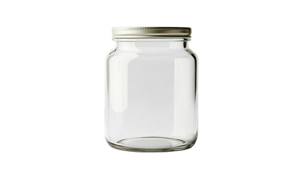 A set of 6 clean, empty glass jar with no label, isolated on a transparent background