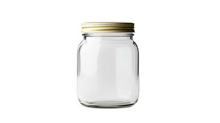 A set of 4 clean, empty glass jar with no label, isolated on a transparent background