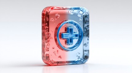 Crystal Clear Medical Icon with Liquid Elements A Modern and Dynamic Design for Healthcare and