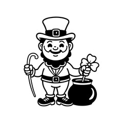 leprechaun st. patrick's day coloring page line art