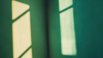 Fototapeta premium Sunlight casts intricate shadows on a teal wall.