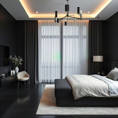 modern luxury bedroom interior black color