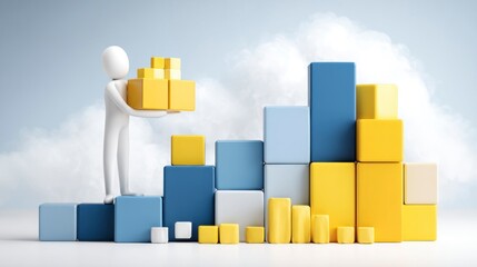 Building a Successful Business 3D Render of Growth and Progress