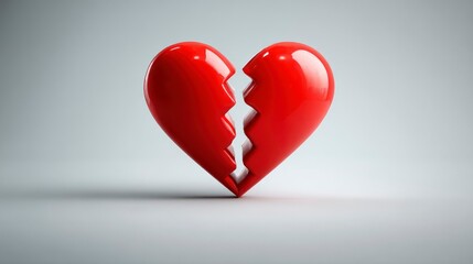 Broken Heart Symbolizing Emotional Pain and Separation Red Cracked Love Icon for Sadness Divo