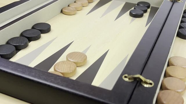 Backgammon board game with dice close-up