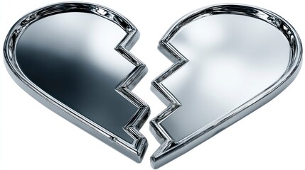 Broken Heart Symbol Shiny Metallic Pieces Representing Love Loss and Emotionally Charged Mom