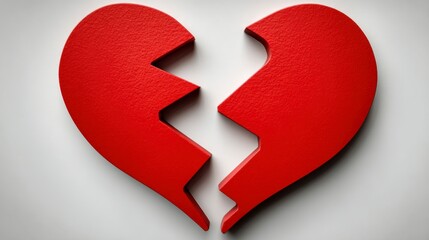Broken Heart Symbol Red Cracked Love Icon for Emotion Relationship and Sadness Concepts