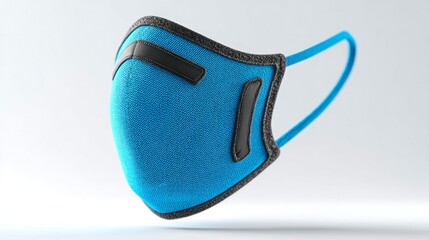 Bright Blue Protective Face Mask with Black Trim and Adjustable Straps for Health and Safety