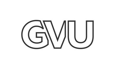 GVU logo design template with strong and modern bold text. Initial based vector logotype featuring simple and minimal typography. Trendy company identity.