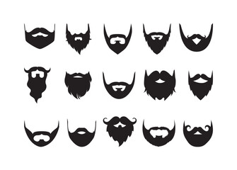 Beard vector bundle, Beard clipart, Beard silhouette.	
