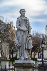 A statue of a saint (St Elizabeth of Portugal?) at the Plague Column dedicated to the Immaculate Virgin Mary in Košice, Slovakia.