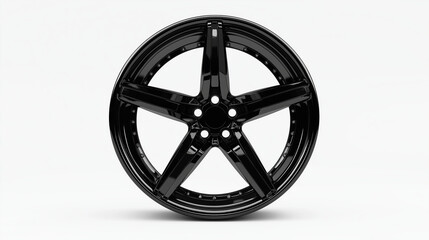 Obraz premium A black wheel rim displayed against a clean white background. 