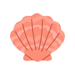 Pink scallop shell icon with curved lines, isolated on white background