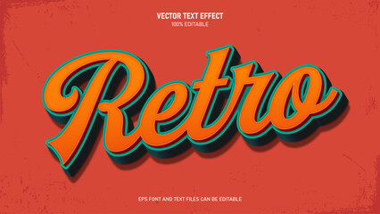 Vintage retro 3d script text style editable text effect
