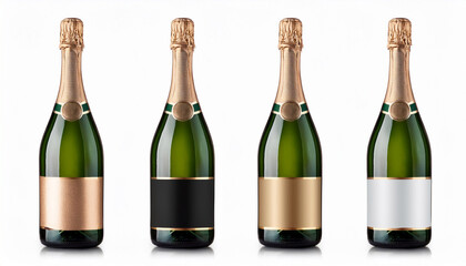 two champagne bottles mockup with no label isolated on white background